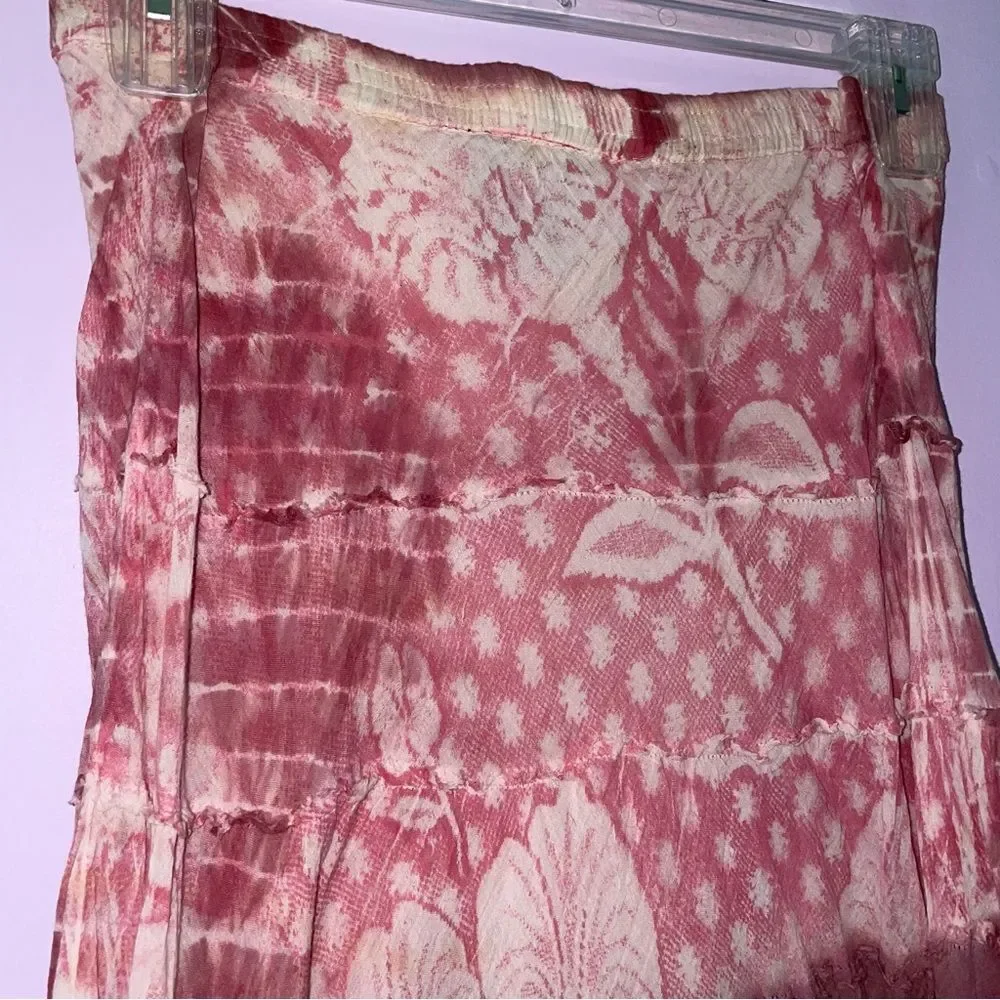 Metro Wear Skirt M Boho Blush Pink Tiered Pull On Cotton